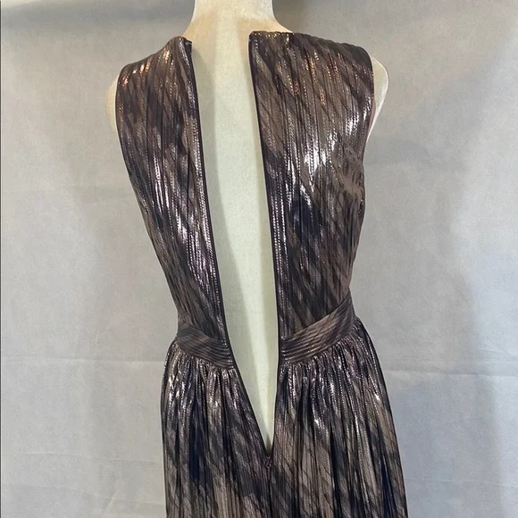 Gold and Brown Embellished A-Line Cocktail Dress - Picture 7 of 10